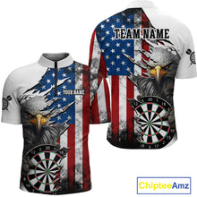 Load image into Gallery viewer, Custom American Flag Eagle Dart Shirts for Men Darts Team Jerseys Polo &amp; 1/4 Zip NNT138