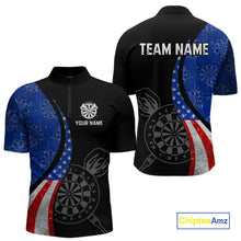 Load image into Gallery viewer, Custom US Flag Dart Shirt For Men, Patriotic Dart Jersey Dart Tournament Retro Darts Board NNT117