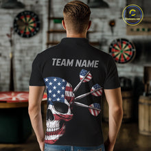 Load image into Gallery viewer, Custom Skull US Flag Dart Shirts For Men Dart Board Shirts Polo &amp; 1/4 Zip Dart Jersey Team NNT127