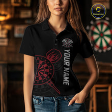 Load image into Gallery viewer, Custom Skull US Flag Dart Shirts For Women Dart Board Shirts Polo &amp; 1/4 Zip Dart Jersey Team NNT127