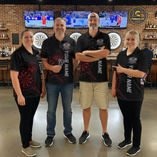 Load image into Gallery viewer, Custom Skull US Flag Dart Shirts For Men Dart Board Shirts Polo &amp; 1/4 Zip Dart Jersey Team NNT127
