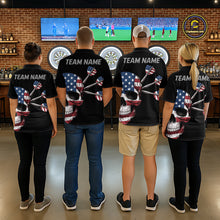 Load image into Gallery viewer, Custom Skull US Flag Dart Shirts For Women Dart Board Shirts Polo &amp; 1/4 Zip Dart Jersey Team NNT127