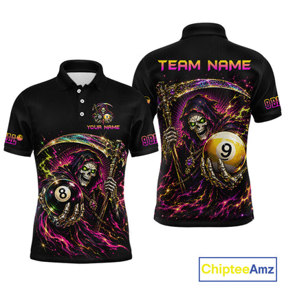 Custom Grim Reaper 8 Ball & 9 Ball Billiard Shirt for Men Billiard Team Jersey Billiard League NNT189