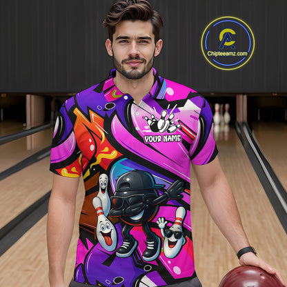 Custom Funny Bowling Jersey for Men Bowling Uniform Bowling Team Shirts Polo & 1/4 Zip HNT130