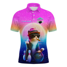Load image into Gallery viewer, Custom Funny Cat Bowling Shirt for Men Retro Wave Bowling Team Jersey Polo &amp; 1/4 Zip HNT200