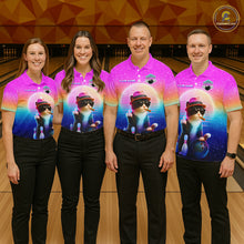 Load image into Gallery viewer, Custom Funny Cat Bowling Shirt for Women Retro Wave Bowling Team Jersey Polo &amp; 1/4 Zip HNT200