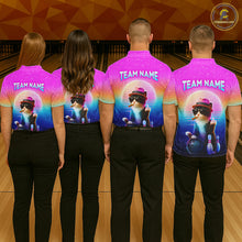 Load image into Gallery viewer, Custom Funny Cat Bowling Shirt for Men Retro Wave Bowling Team Jersey Polo &amp; 1/4 Zip HNT200