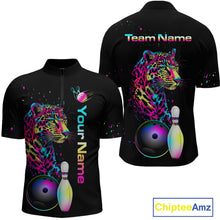 Load image into Gallery viewer, Custom Multicolor Leopard Bowling Shirts For Men Bowling Team Shirt Polo &amp; 1/4 Zip HNT134
