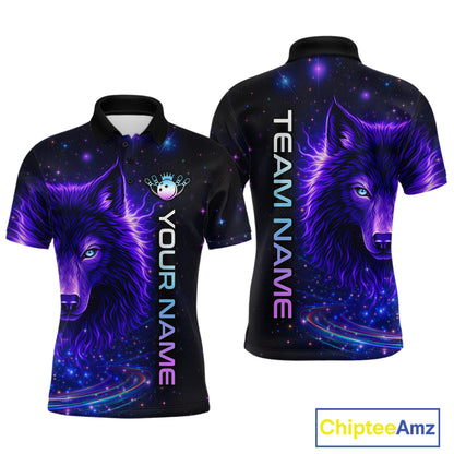 Custom Galaxy Wolf Bowling Jersey for Men Bowling Uniform Polo &1/4 Zip Bowling Team Shirts HNT251