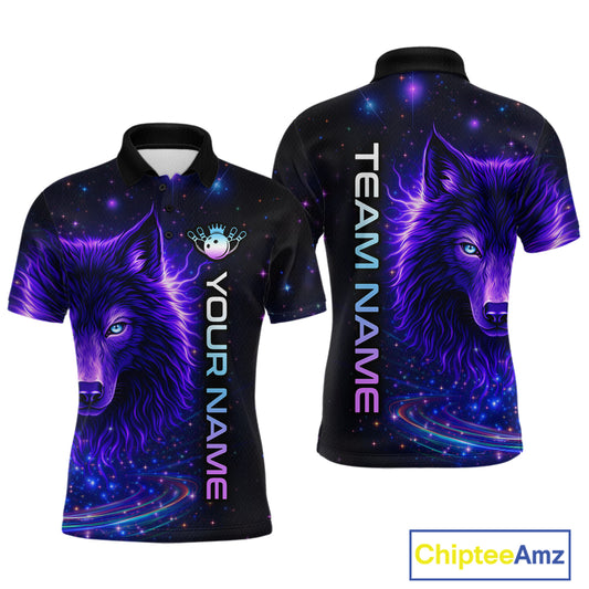 Custom Galaxy Wolf Bowling Jersey for Men Bowling Uniform Polo &1/4 Zip Bowling Team Shirts HNT251
