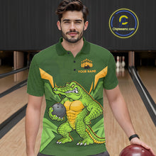 Load image into Gallery viewer, Personalized Funny Crocodile Bowling Shirt Alligator Bowling Jersey for Men Polo &amp; 1/4 Zip HNT209