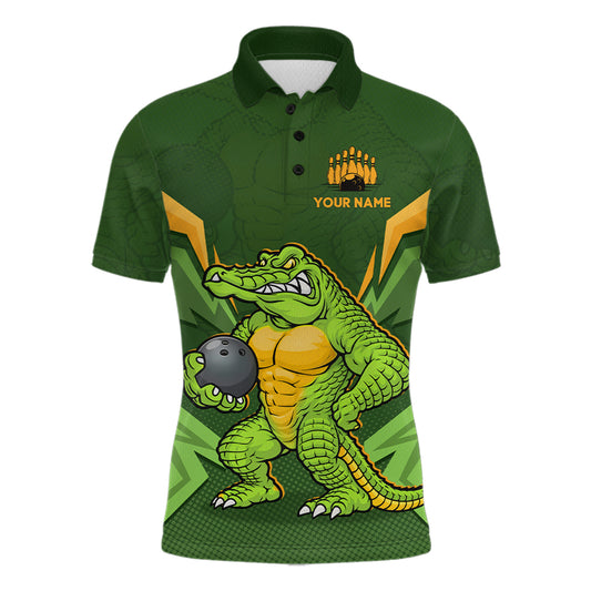 Personalized Funny Crocodile Bowling Shirt Alligator Bowling Jersey for Men Polo & 1/4 Zip HNT209