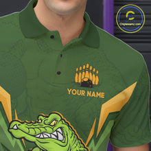 Load image into Gallery viewer, Personalized Funny Crocodile Bowling Shirt Alligator Bowling Jersey for Men Polo &amp; 1/4 Zip HNT209