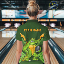 Load image into Gallery viewer, Personalized Funny Crocodile Bowling Shirt Alligator Bowling Jersey for Women Polo &amp; 1/4 Zip HNT209