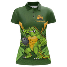 Load image into Gallery viewer, Personalized Funny Crocodile Bowling Shirt Alligator Bowling Jersey for Women Polo &amp; 1/4 Zip HNT209