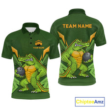 Load image into Gallery viewer, Personalized Funny Crocodile Bowling Shirt Alligator Bowling Jersey for Men Polo &amp; 1/4 Zip HNT209