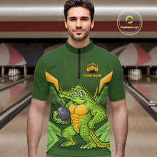 Load image into Gallery viewer, Personalized Funny Crocodile Bowling Shirt Alligator Bowling Jersey for Men Polo &amp; 1/4 Zip HNT209