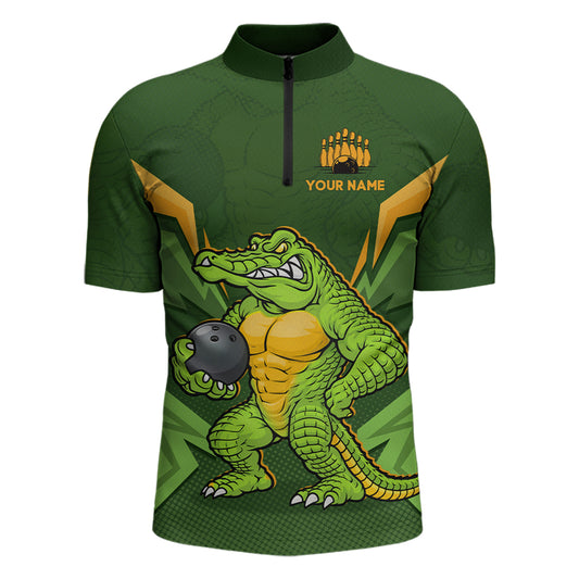 Personalized Funny Crocodile Bowling Shirt Alligator Bowling Jersey for Men Polo & 1/4 Zip HNT209