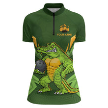 Load image into Gallery viewer, Personalized Funny Crocodile Bowling Shirt Alligator Bowling Jersey for Women Polo &amp; 1/4 Zip HNT209