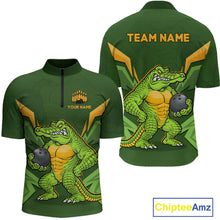 Load image into Gallery viewer, Personalized Funny Crocodile Bowling Shirt Alligator Bowling Jersey for Men Polo &amp; 1/4 Zip HNT209