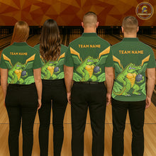 Load image into Gallery viewer, Personalized Funny Crocodile Bowling Shirt Alligator Bowling Jersey for Women Polo &amp; 1/4 Zip HNT209