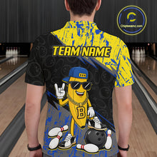 Load image into Gallery viewer, Man wearing a bowling shirt with a cartoon character and 'Team Name' text in a bowling alley.