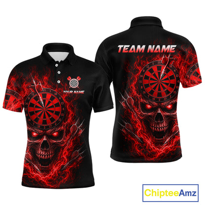 Custom Red Smoke Skull Darts Shirt for Men Darts Team Jerseys Dart League Dartboard Shirt NNT259