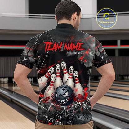 Cracked Angry Bowling Shirts for Men Custom Bowling Team Jersey Bowling League HNT286