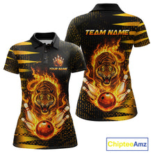 Load image into Gallery viewer, Custom Flame Tiger Bowling Team Jersey Bowling Shirt for Women Bowling League Polo &amp; 1/4 Zip HNT201