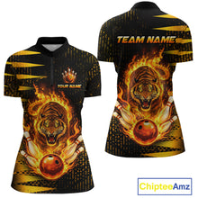 Load image into Gallery viewer, Custom Flame Tiger Bowling Team Jersey Bowling Shirt for Women Bowling League Polo &amp; 1/4 Zip HNT201