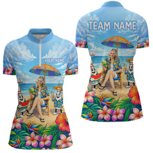 Load image into Gallery viewer, Custom Photo Funny Summer Bowling Jersey for Women Bowling Team Shirts Polo &amp; 1/4 Zip HNT258