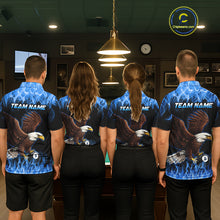 Load image into Gallery viewer, Custom Blue Flame Eagle 8 Ball Billiard Shirts for Women Billiard League Billiard Team Shirts NNT107
