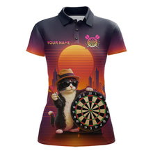 Load image into Gallery viewer, Funny Cat Retro Dart Shirts For Women Custom Dart Board Shirts Polo &amp; 1/4 Zip Dart Jersey Team NNT124