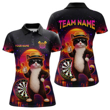 Load image into Gallery viewer, Custom Funny Cat Dart Shirts For Women Retro Dart Board Shirts Polo &amp; 1/4 Zip Dart Jersey Team NNT123