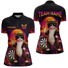 Load image into Gallery viewer, Custom Funny Cat Dart Shirts For Women Retro Dart Board Shirts Polo &amp; 1/4 Zip Dart Jersey Team NNT123