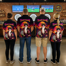 Load image into Gallery viewer, Custom Funny Cat Dart Shirts For Women Retro Dart Board Shirts Polo &amp; 1/4 Zip Dart Jersey Team NNT123
