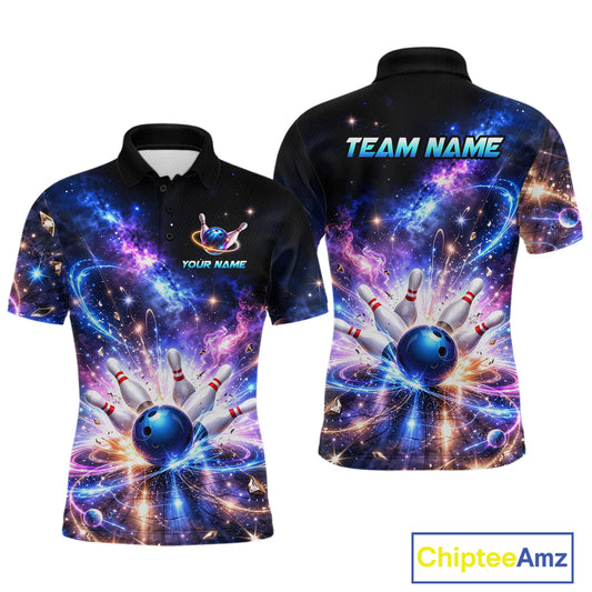 Custom Galaxy Bowling Jersey for Men Bowling Uniform Polo & 1/4 Zip Bowling Team Shirts HNT227