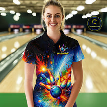 Load image into Gallery viewer, Custom Colorful Bowling Jersey for Women Bowling Uniform Polo &amp; 1/4 Zip Bowling Team Shirts HNT226