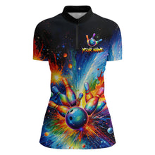 Load image into Gallery viewer, Custom Colorful Bowling Jersey for Women Bowling Uniform Polo &amp; 1/4 Zip Bowling Team Shirts HNT226