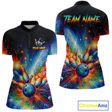 Load image into Gallery viewer, Custom Colorful Bowling Jersey for Women Bowling Uniform Polo &amp; 1/4 Zip Bowling Team Shirts HNT226