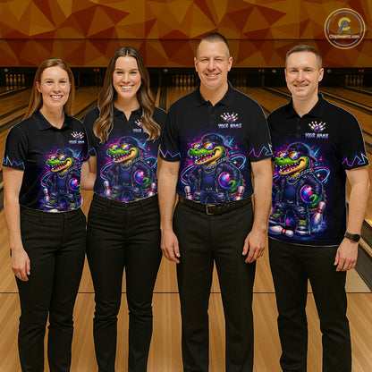 Funny Neon Alligator Custom Bowling Jersey for Women Bowling League Bowling Team Shirts HN295