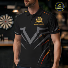Load image into Gallery viewer, Black and Gold Dartboard Custom Dart Shirts For Men Polo &amp; 1/4 Zip Dart Jersey Team NNT122