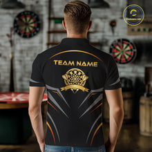 Load image into Gallery viewer, Black and Gold Dartboard Custom Dart Shirts For Men Polo &amp; 1/4 Zip Dart Jersey Team NNT122