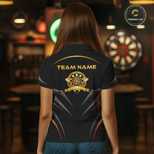 Load image into Gallery viewer, Black and Gold Dartboard Custom Dart Shirts For Women Polo &amp; 1/4 Zip Dart Jersey Team NNT122
