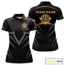 Load image into Gallery viewer, Black and Gold Dartboard Custom Dart Shirts For Women Polo &amp; 1/4 Zip Dart Jersey Team NNT122