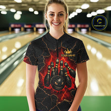 Load image into Gallery viewer, Custom Cracked Angry Bowling Shirts for Women Bowling Team Jersey Bowling League HNT298