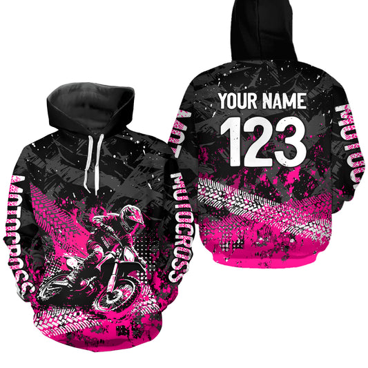 Custom Pink Motocross Jersey Hoodie Kid Men Women Youth Dirt Bike Motorcycle Hoodie HOT37
