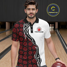 Load image into Gallery viewer, Custom Red Rose Flowers Bowling Jersey for Men Polo &amp; 1/4 Zip Bowling Team Shirts HNT212
