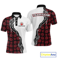 Load image into Gallery viewer, Custom Red Rose Flowers Bowling Jersey for Men Polo &amp; 1/4 Zip Bowling Team Shirts HNT212