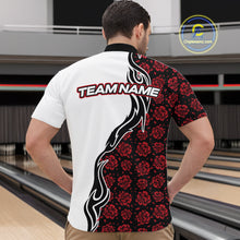Load image into Gallery viewer, Custom Red Rose Flowers Bowling Jersey for Men Polo &amp; 1/4 Zip Bowling Team Shirts HNT212